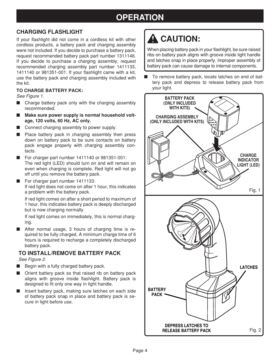 Operation, Caution | Ryobi FL96 User Manual | Page 4 / 8