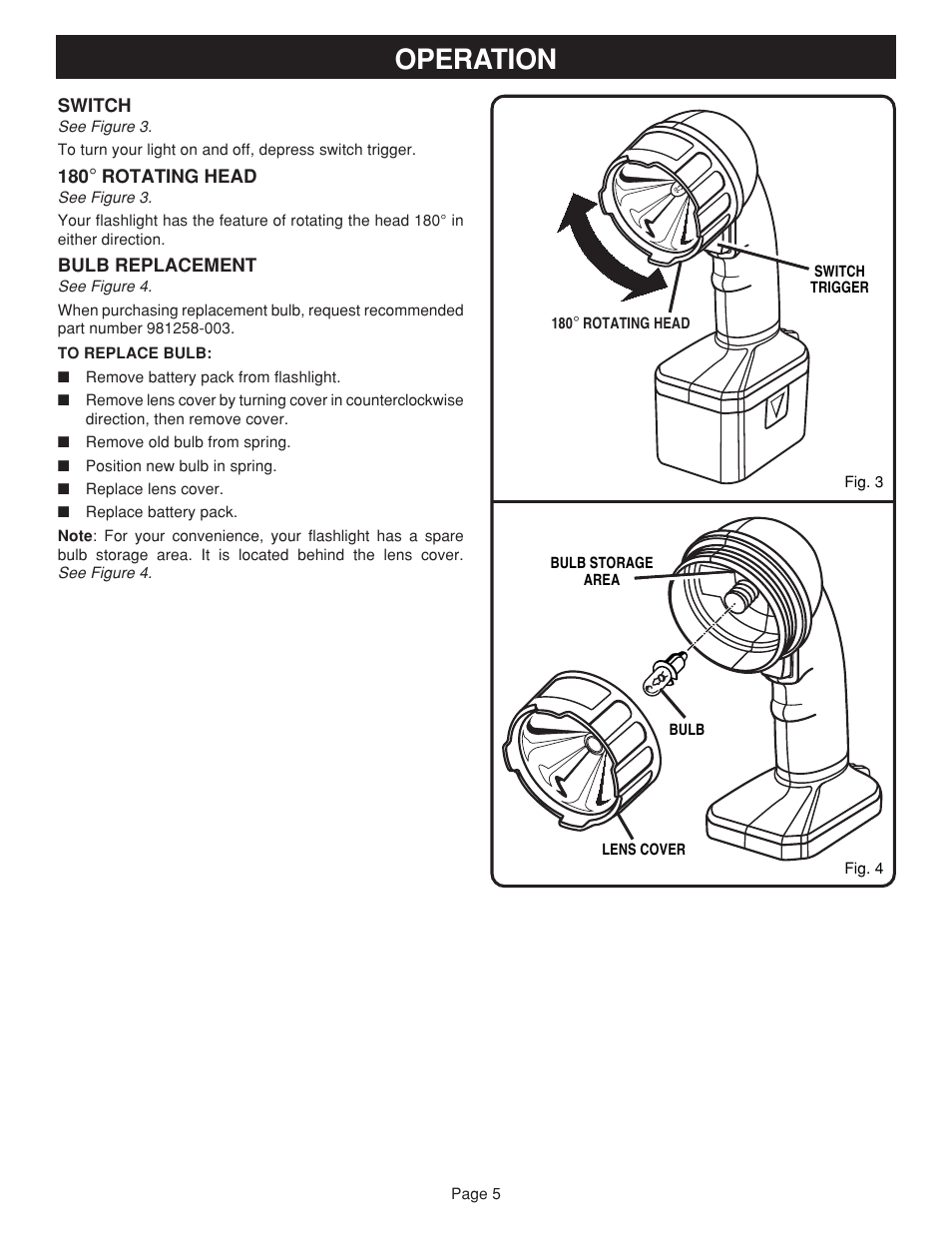 Operation | Ryobi FL96 User Manual | Page 5 / 8