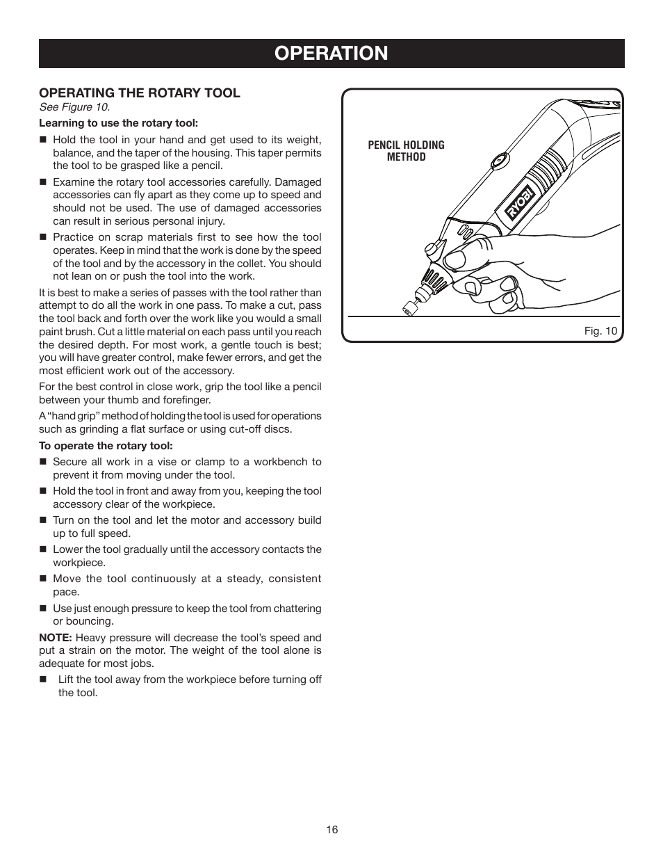 Operation | Ryobi HT230 User Manual | Page 16 / 22