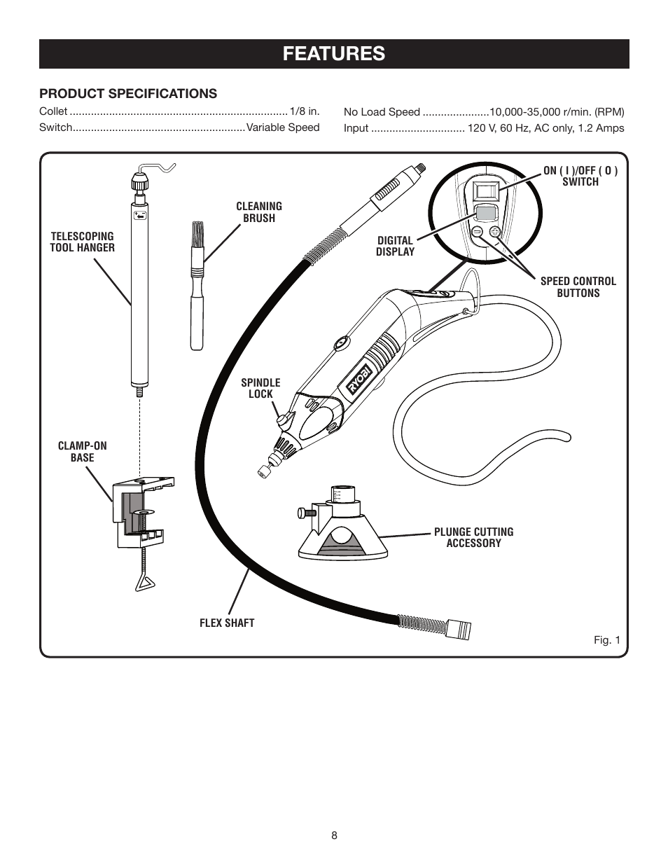 Features | Ryobi HT230 User Manual | Page 8 / 22