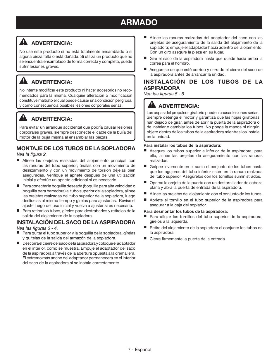 Armado | Ryobi RY09951 User Manual | Page 33 / 42