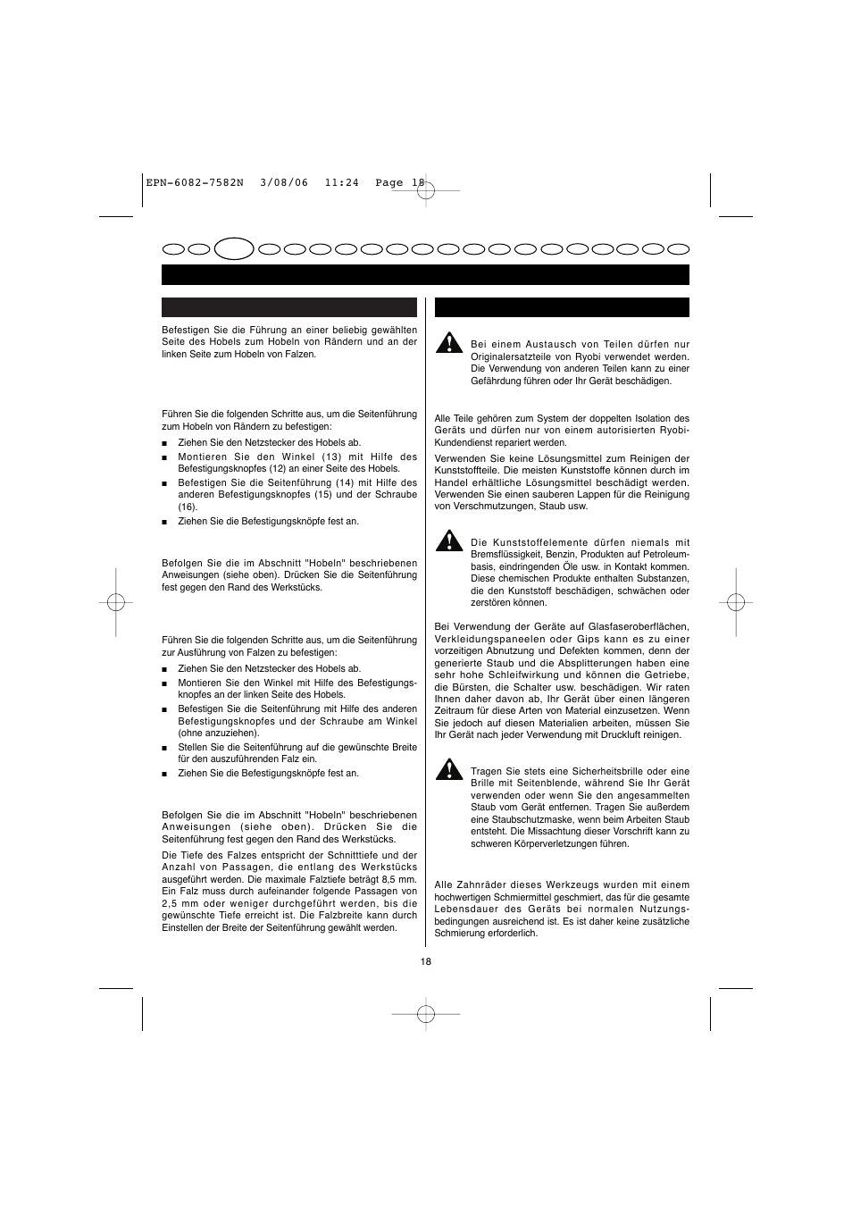 Deutsch | Ryobi EPN-7582N User Manual | Page 16 / 77