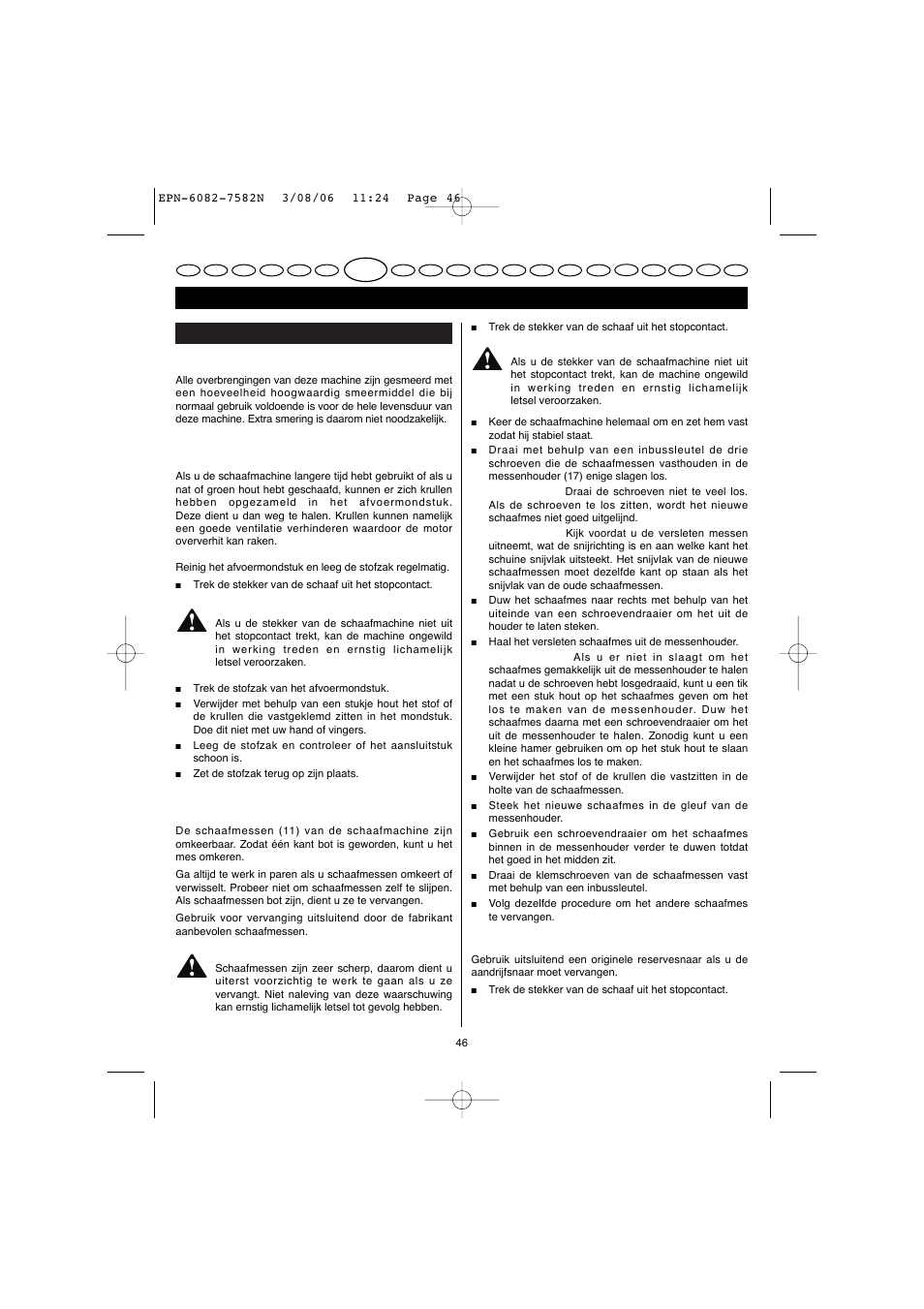 Nederlands | Ryobi EPN-7582N User Manual | Page 24 / 77