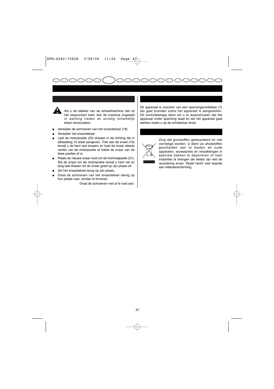 Nederlands | Ryobi EPN-7582N User Manual | Page 25 / 77