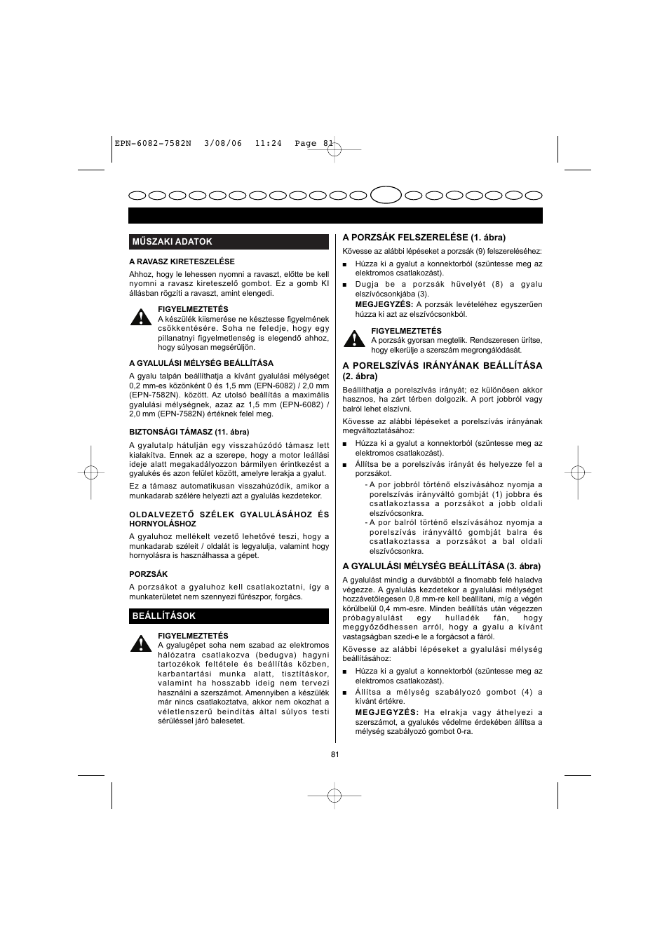 Magyar | Ryobi EPN-7582N User Manual | Page 28 / 77