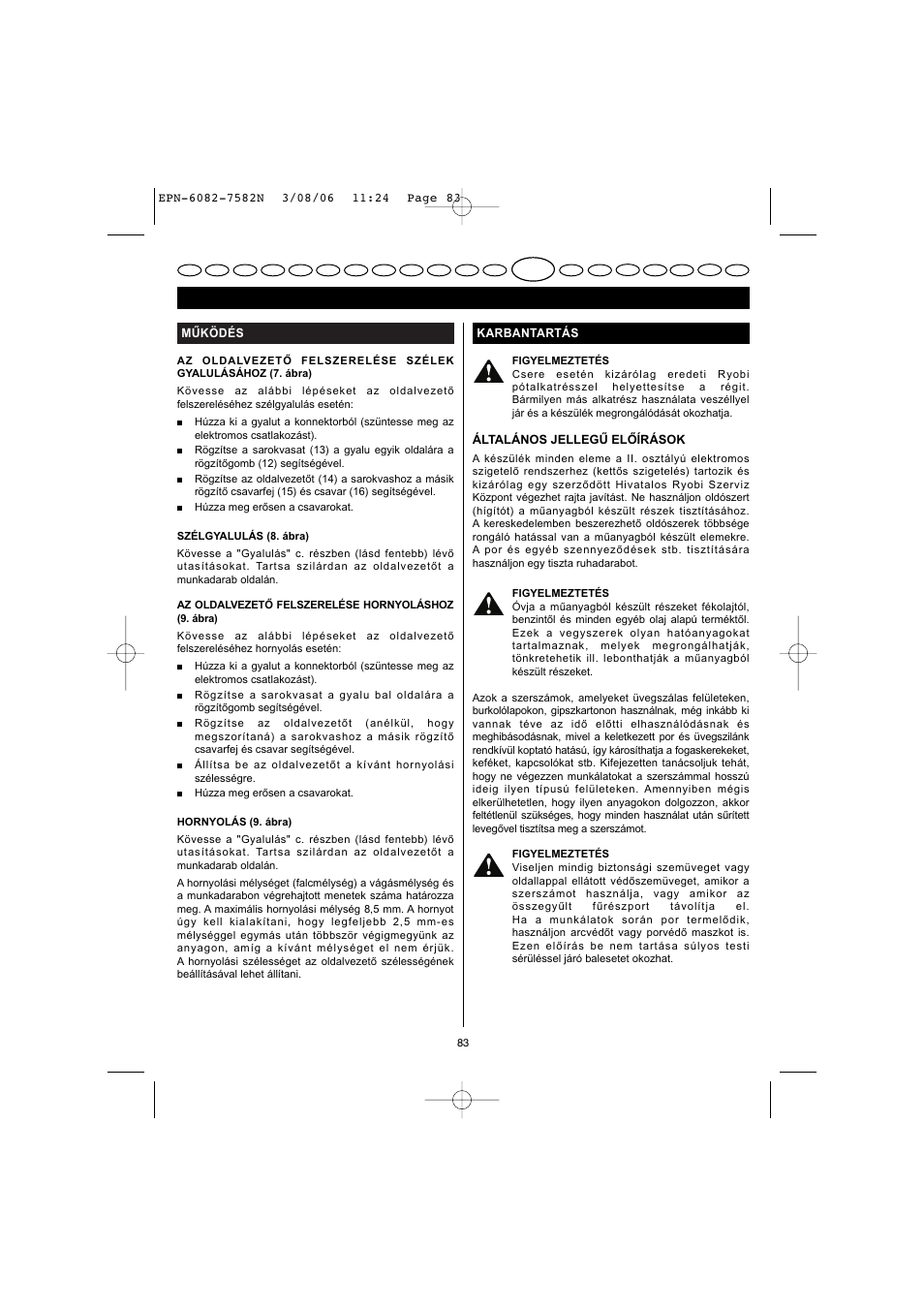 Magyar | Ryobi EPN-7582N User Manual | Page 30 / 77