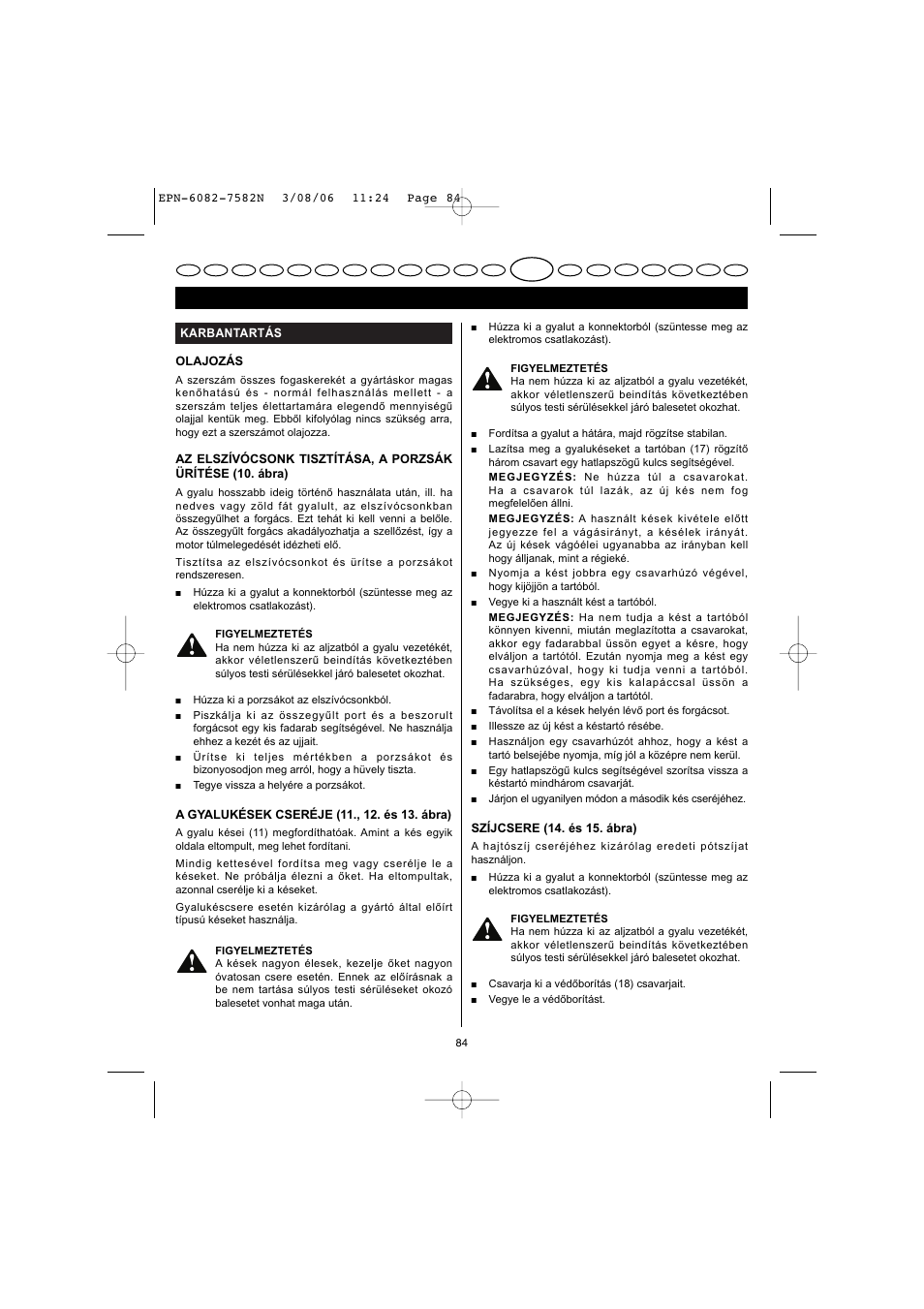 Magyar | Ryobi EPN-7582N User Manual | Page 31 / 77