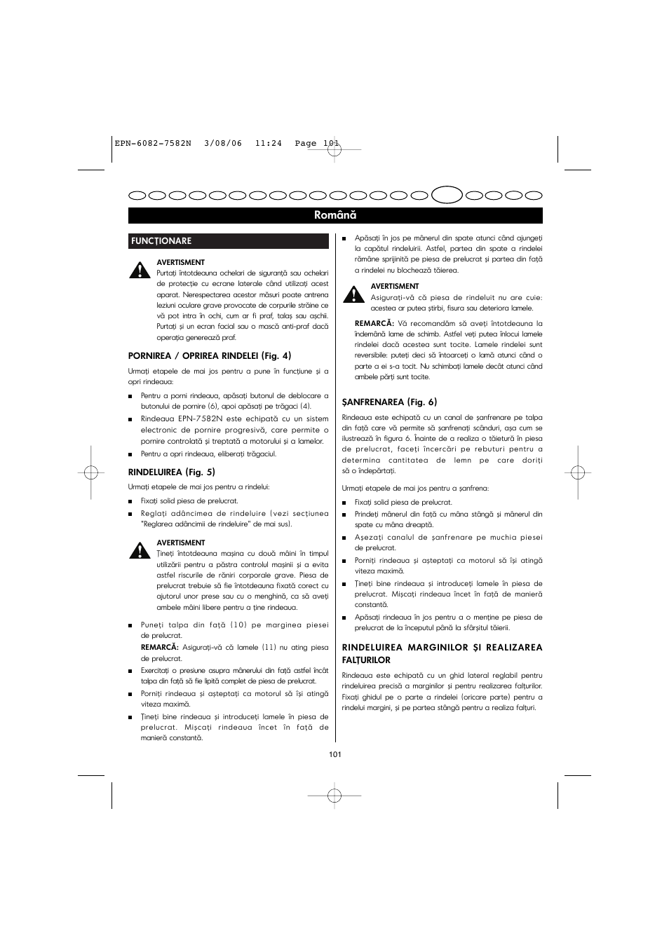 Română | Ryobi EPN-7582N User Manual | Page 48 / 77