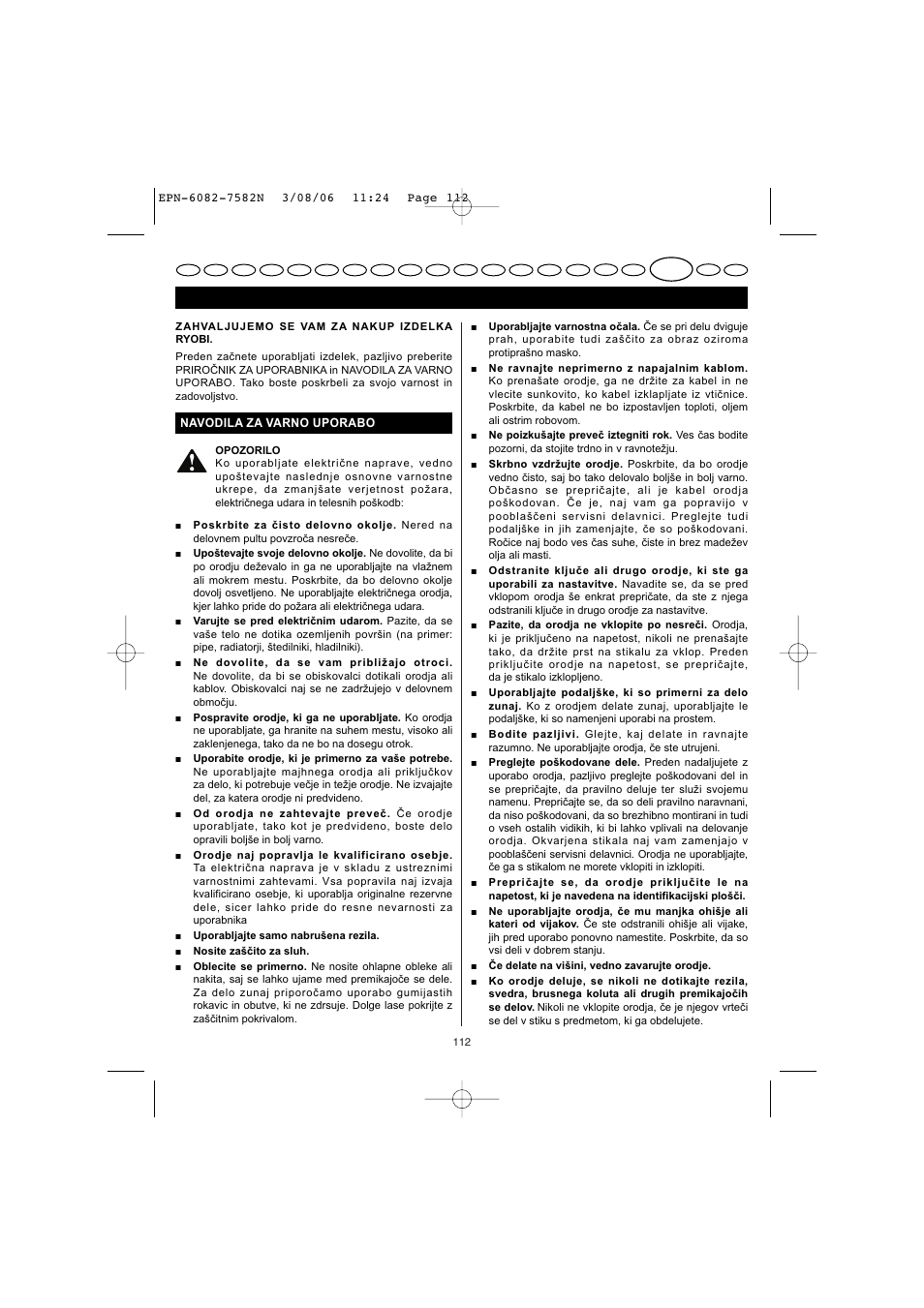 Slovensko | Ryobi EPN-7582N User Manual | Page 59 / 77