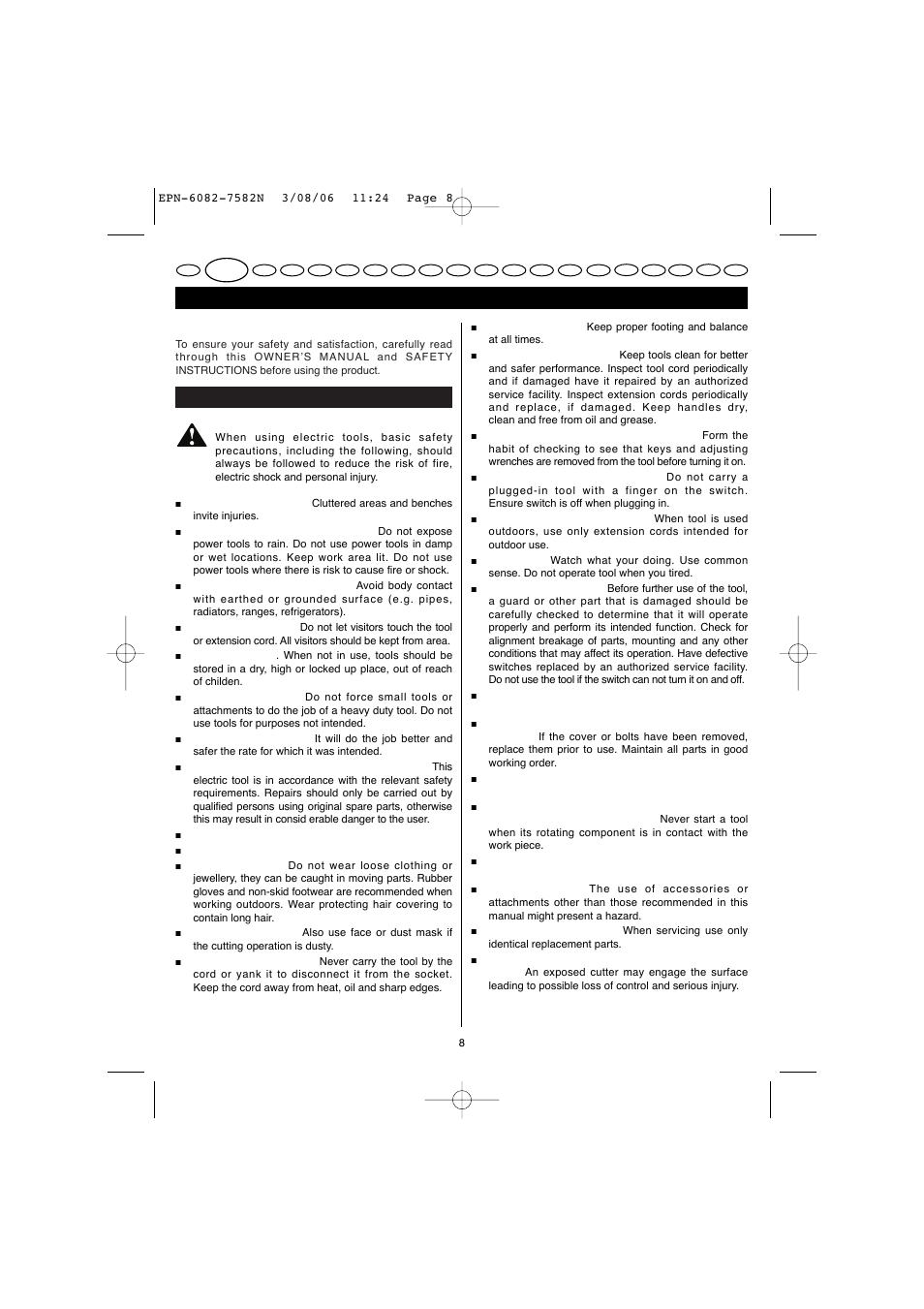 English | Ryobi EPN-7582N User Manual | Page 6 / 77