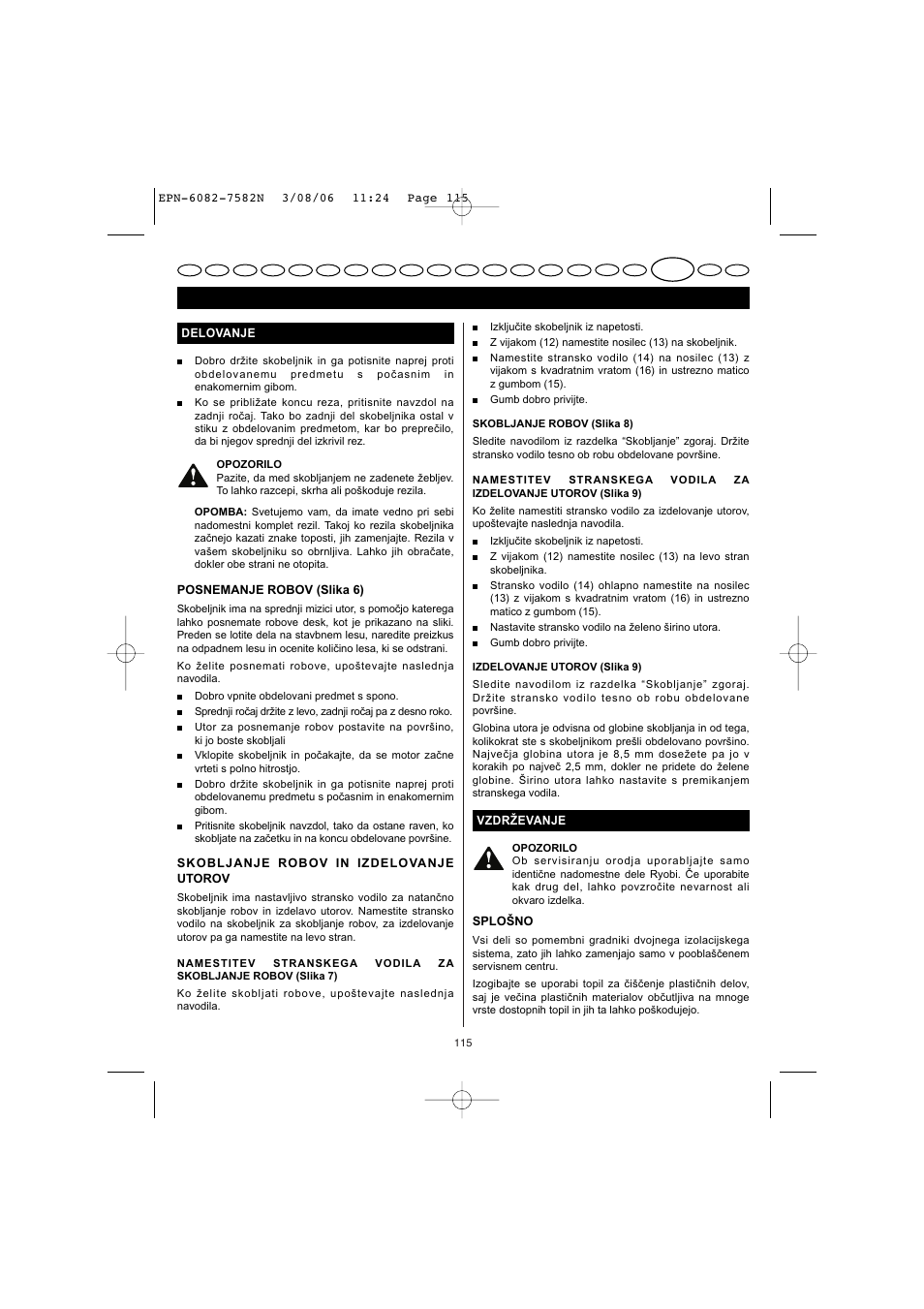 Slovensko | Ryobi EPN-7582N User Manual | Page 62 / 77