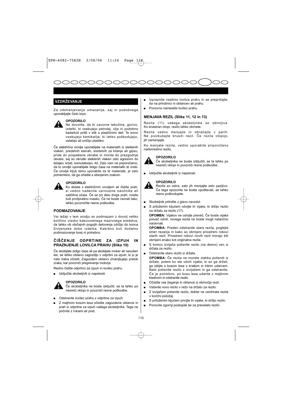 Slovensko | Ryobi EPN-7582N User Manual | Page 63 / 77