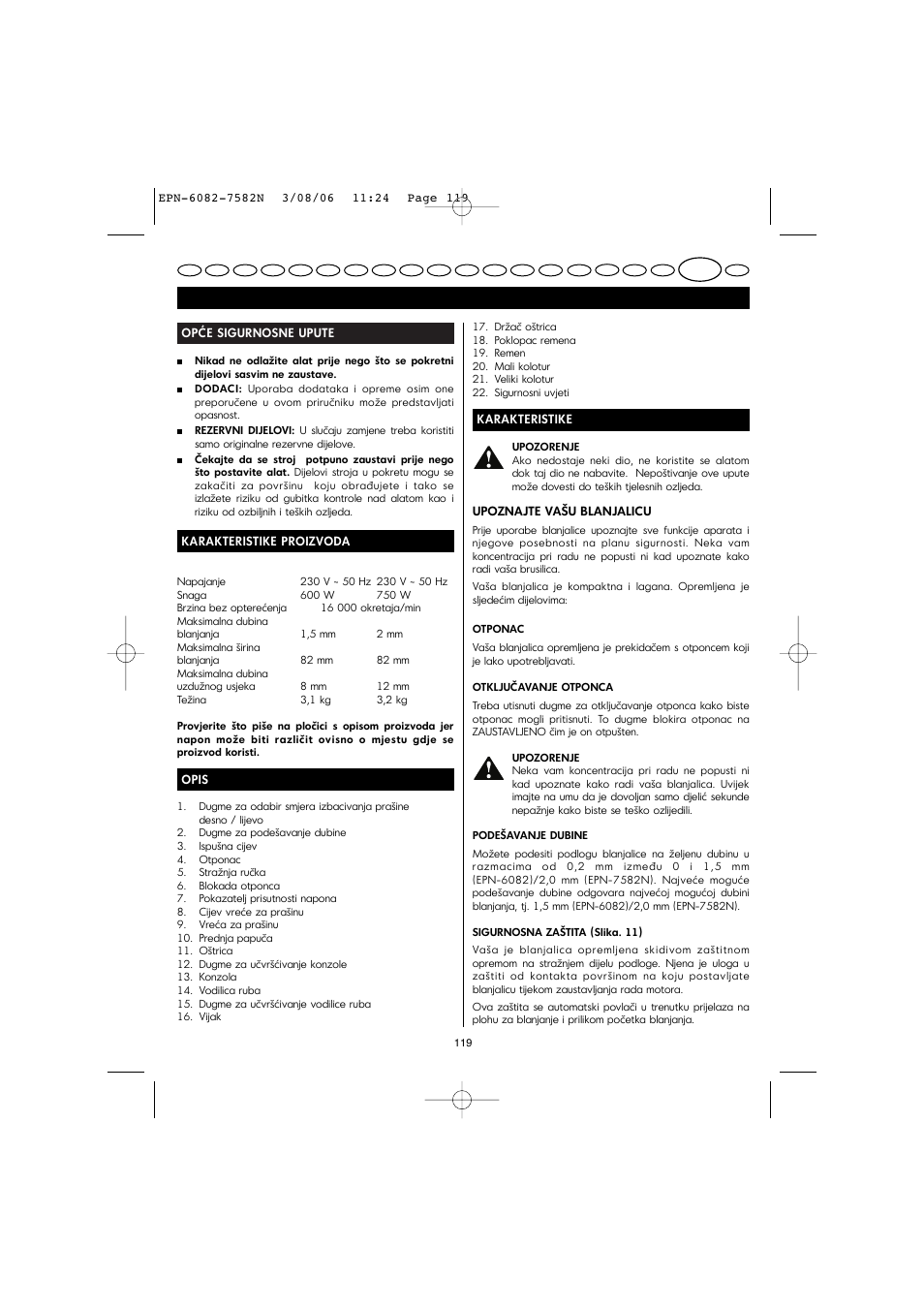 Hrvatski | Ryobi EPN-7582N User Manual | Page 66 / 77