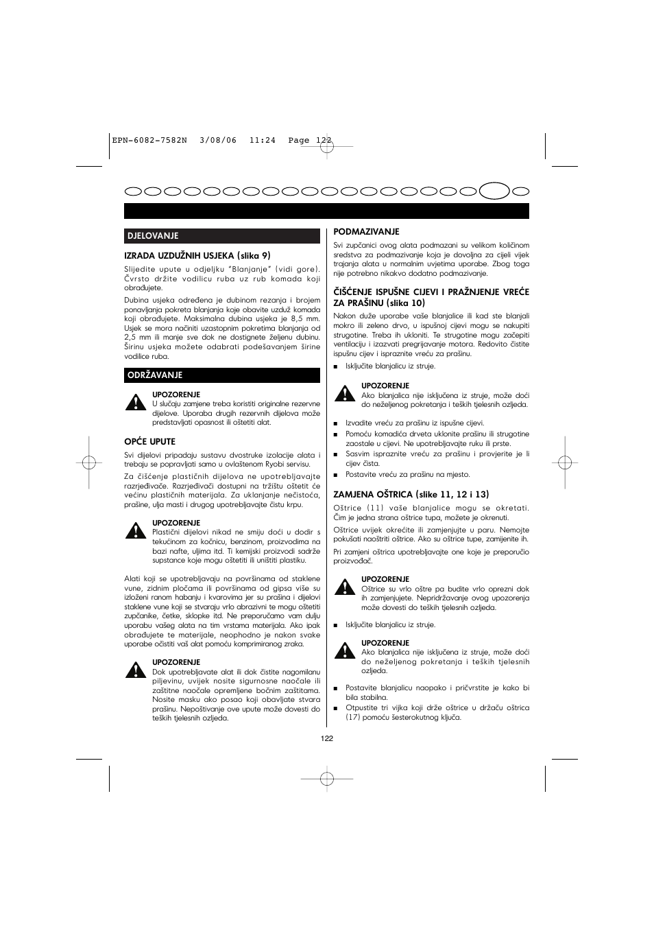 Hrvatski | Ryobi EPN-7582N User Manual | Page 69 / 77