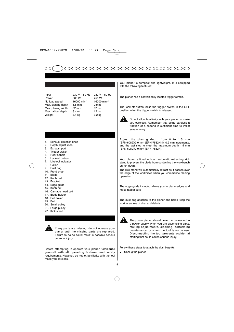 English | Ryobi EPN-7582N User Manual | Page 7 / 77