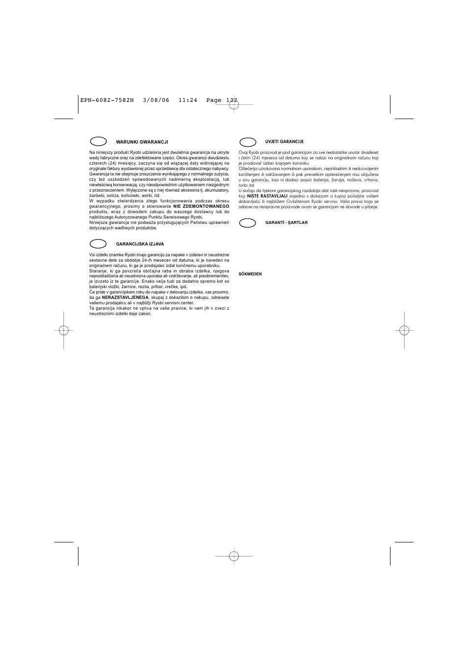 Ryobi EPN-7582N User Manual | Page 73 / 77