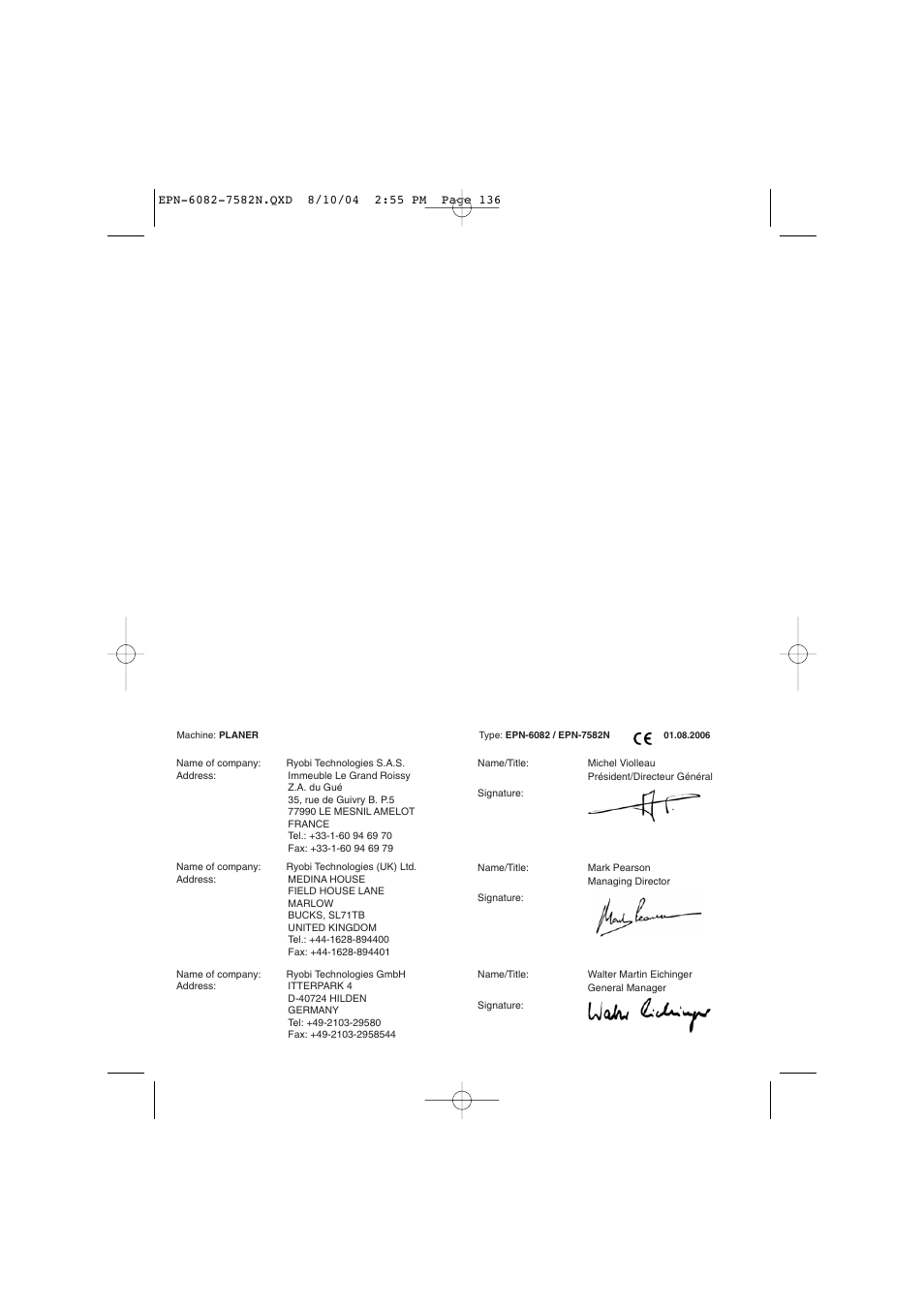 Ryobi EPN-7582N User Manual | Page 77 / 77