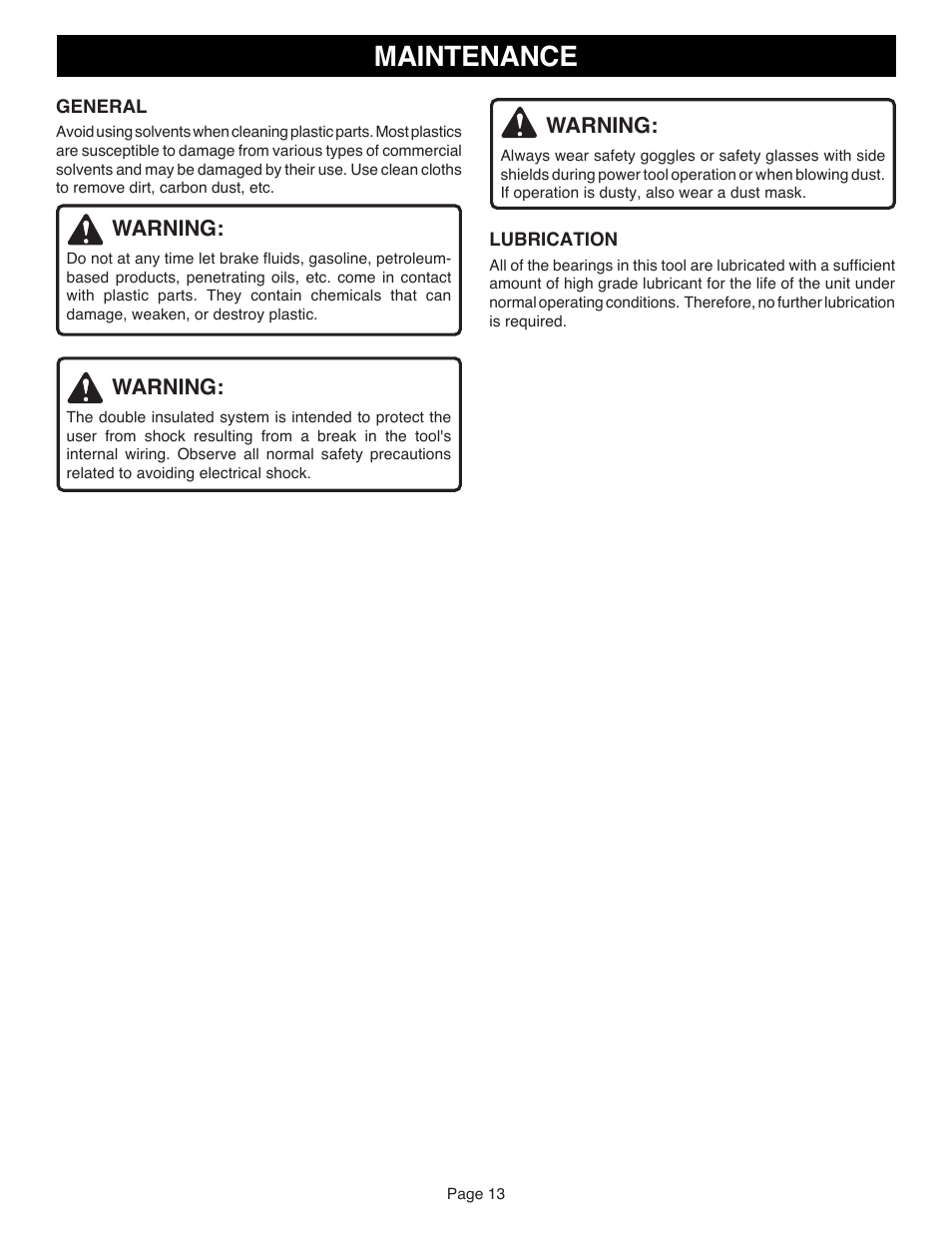 Maintenance | Ryobi AG401 User Manual | Page 13 / 14