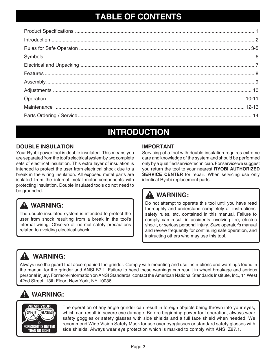Ryobi AG401 User Manual | Page 2 / 14