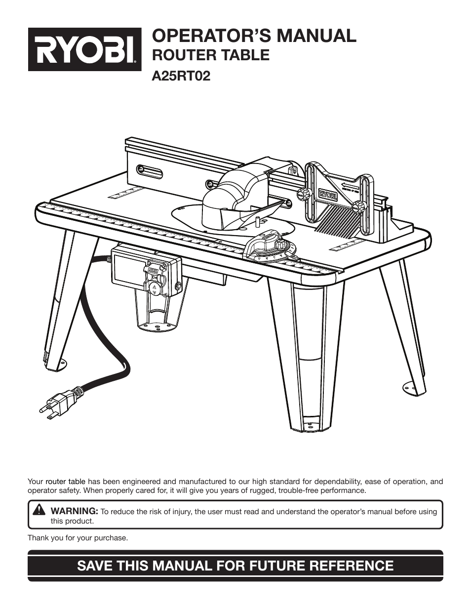 Ryobi A25RT02 User Manual | 20 pages