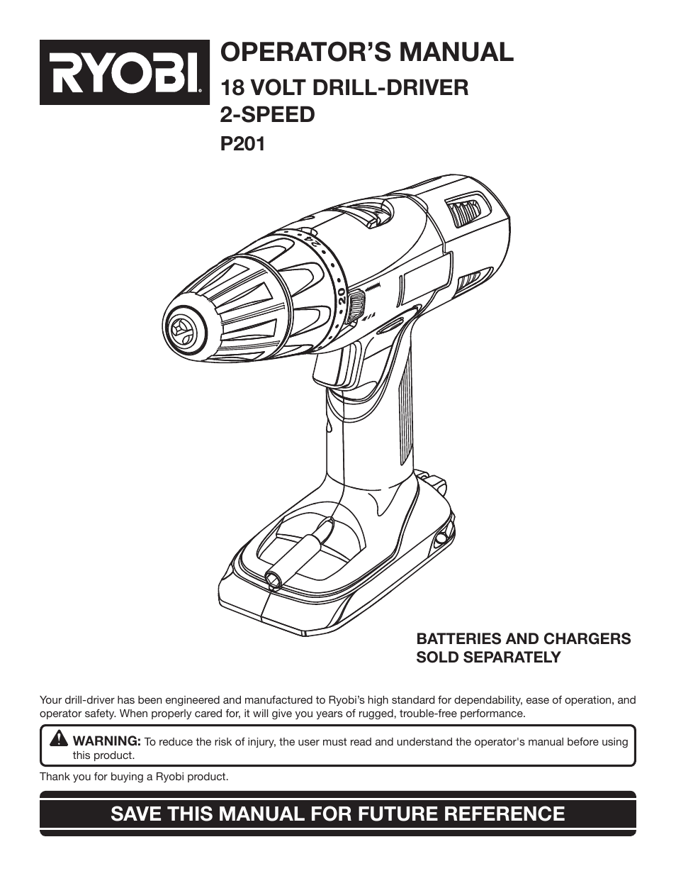 Ryobi P201 User Manual | 22 pages