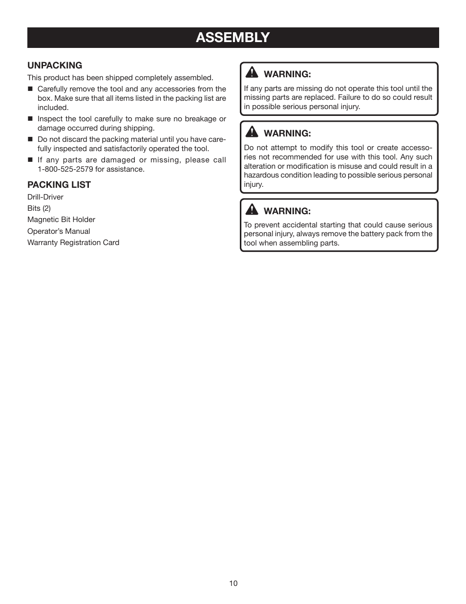 Assembly | Ryobi P201 User Manual | Page 10 / 22