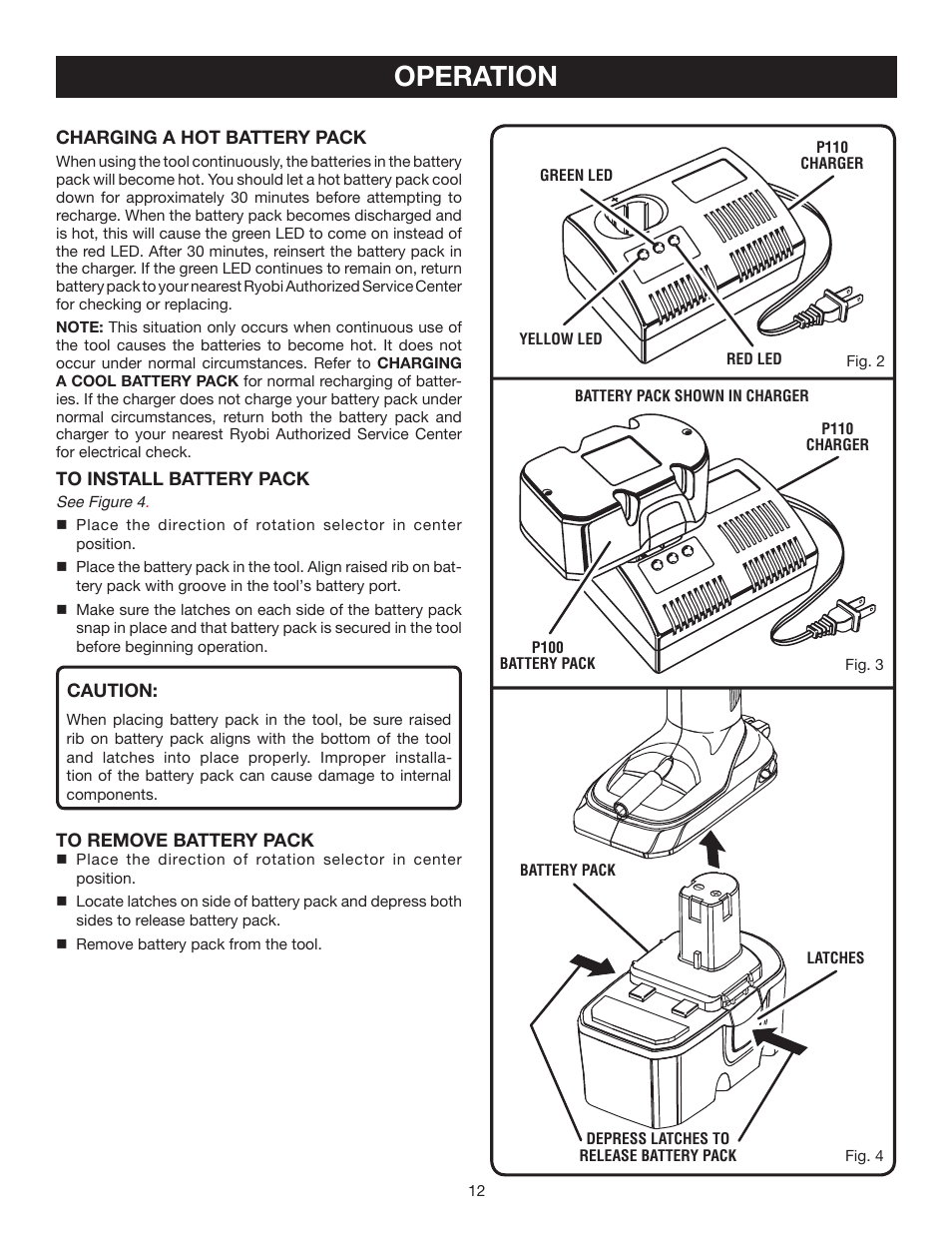 Operation | Ryobi P201 User Manual | Page 12 / 22