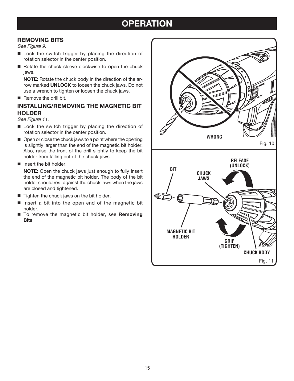 Operation | Ryobi P201 User Manual | Page 15 / 22