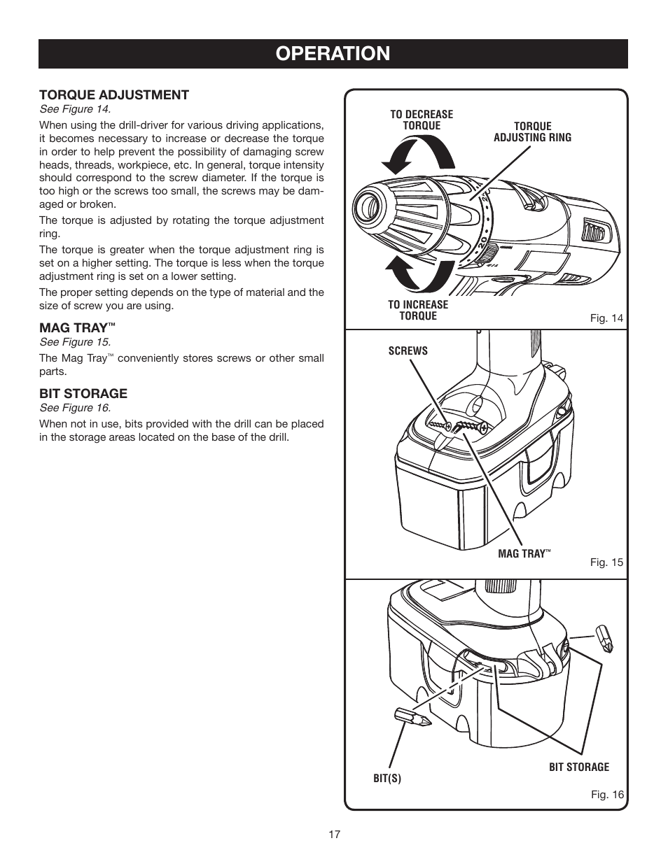 Operation | Ryobi P201 User Manual | Page 17 / 22