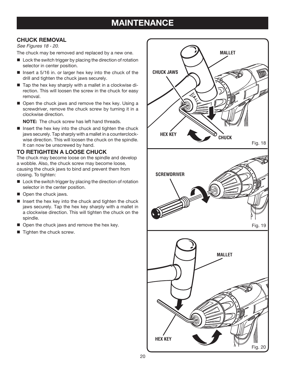 Maintenance | Ryobi P201 User Manual | Page 20 / 22