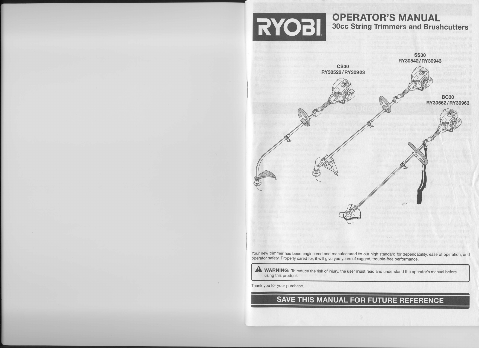 Ryobi CS30 RY30923 User Manual | 14 pages