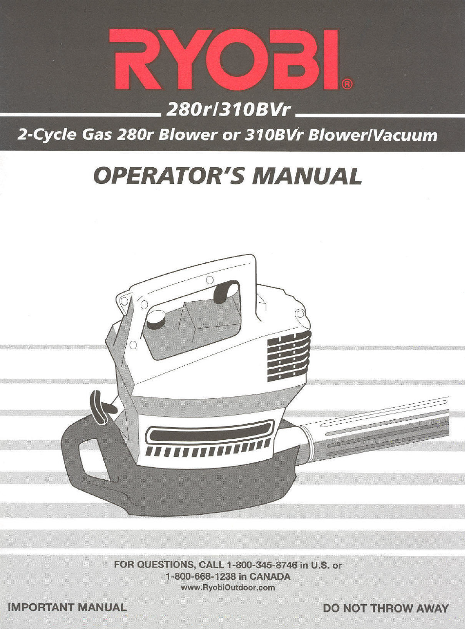 Ryobi 310BVr User Manual | 24 pages