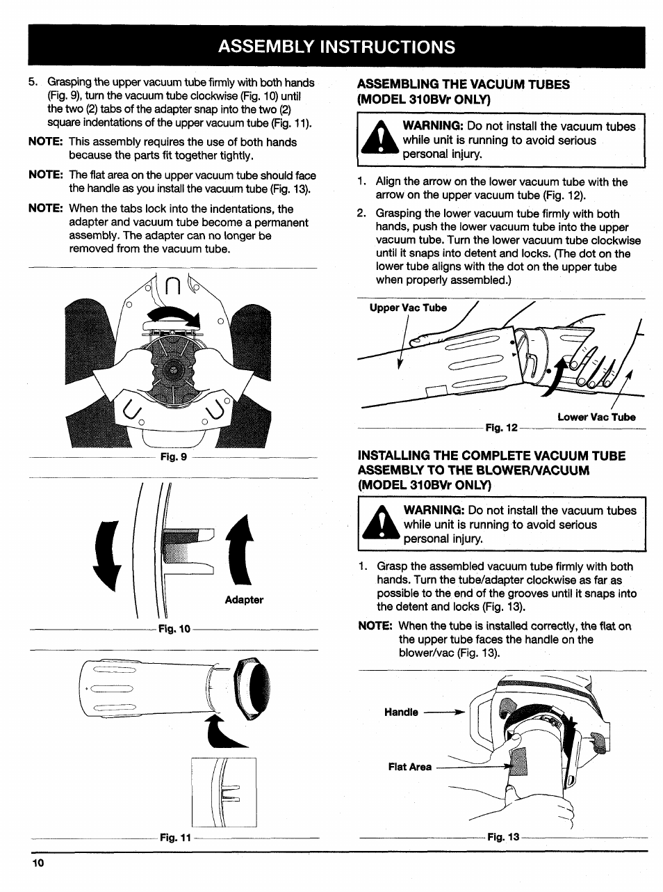 Tr 11, Assembly instructions | Ryobi 310BVr User Manual | Page 10 / 24
