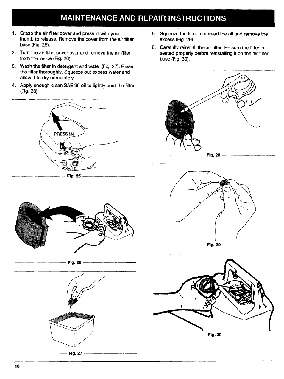 Maintenance and repair instructions | Ryobi 310BVr User Manual | Page 16 / 24