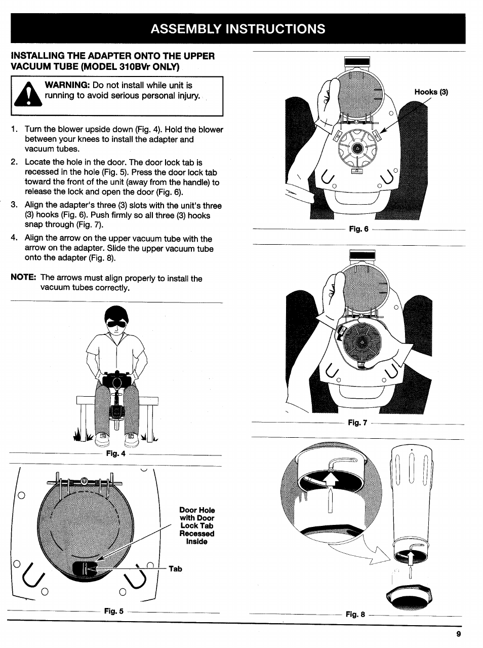 Assembly instructions | Ryobi 310BVr User Manual | Page 9 / 24