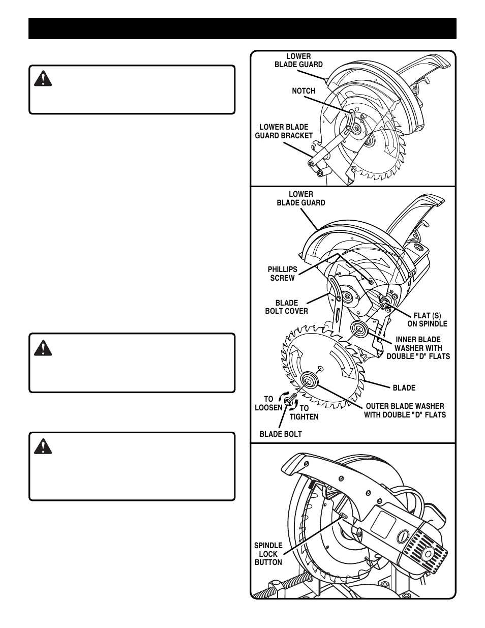 Assembly, Warning, Caution | Ryobi TS1300 User Manual | Page 13 / 28