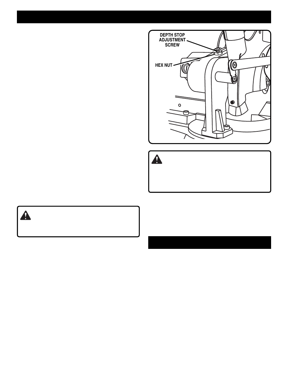 Adjustments operation, Warning | Ryobi TS1300 User Manual | Page 17 / 28