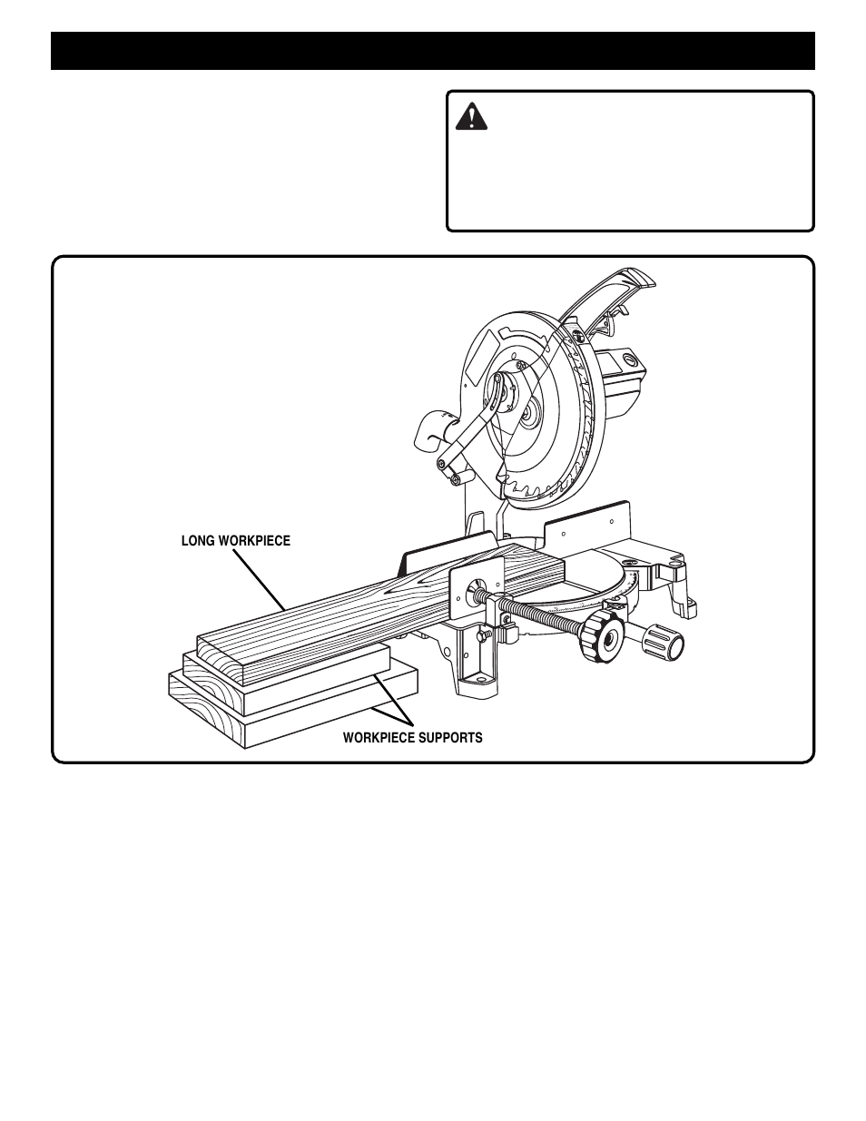 Operation, Warning, Support long workpieces | Ryobi TS1300 User Manual | Page 19 / 28