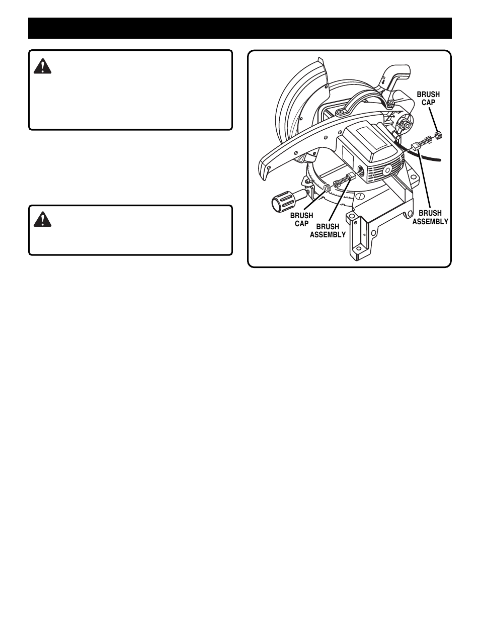 Maintenance, Warning, Brush replacement | Ryobi TS1300 User Manual | Page 22 / 28