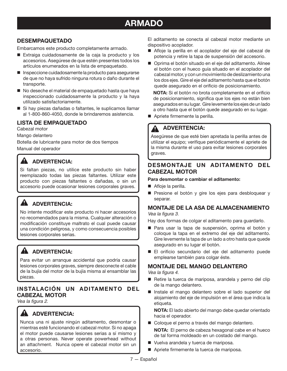 Armado | Ryobi RY26000 User Manual | Page 32 / 42