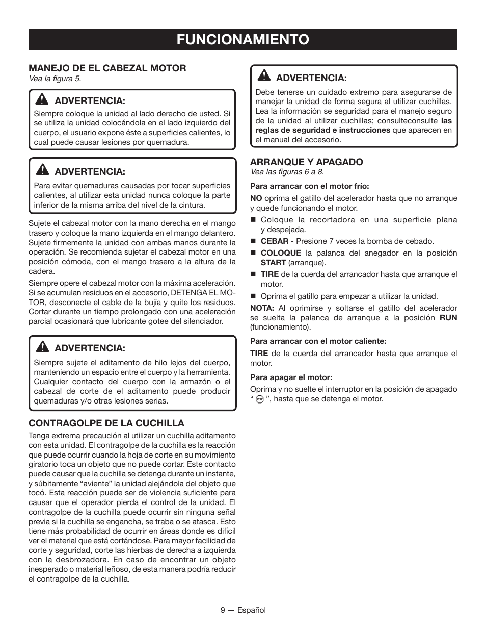 Funcionamiento | Ryobi RY26000 User Manual | Page 34 / 42