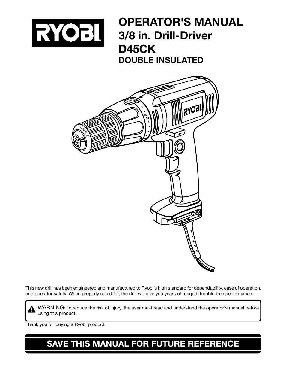 Ryobi D45CK User Manual | 16 pages