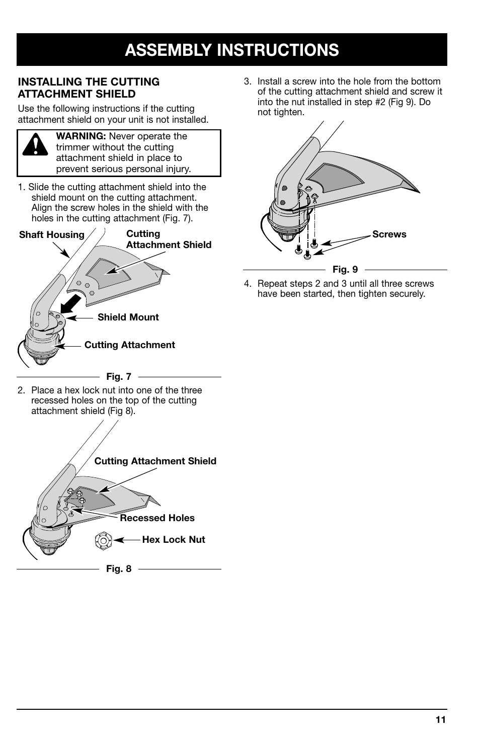 Assembly instructions | Ryobi 767r User Manual | Page 11 / 28