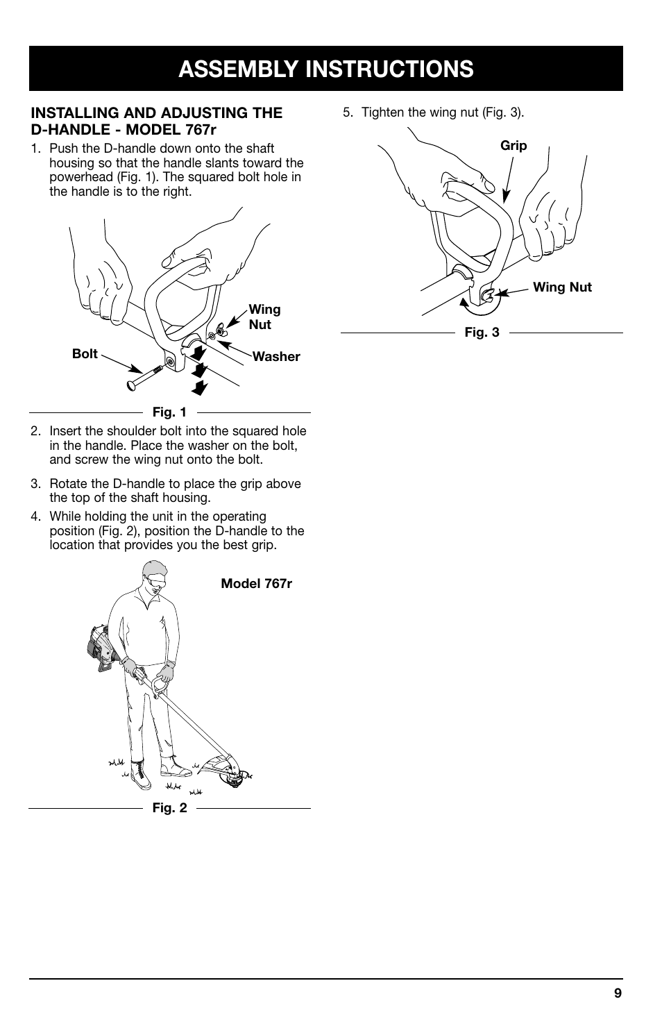 Assembly instructions | Ryobi 767r User Manual | Page 9 / 28