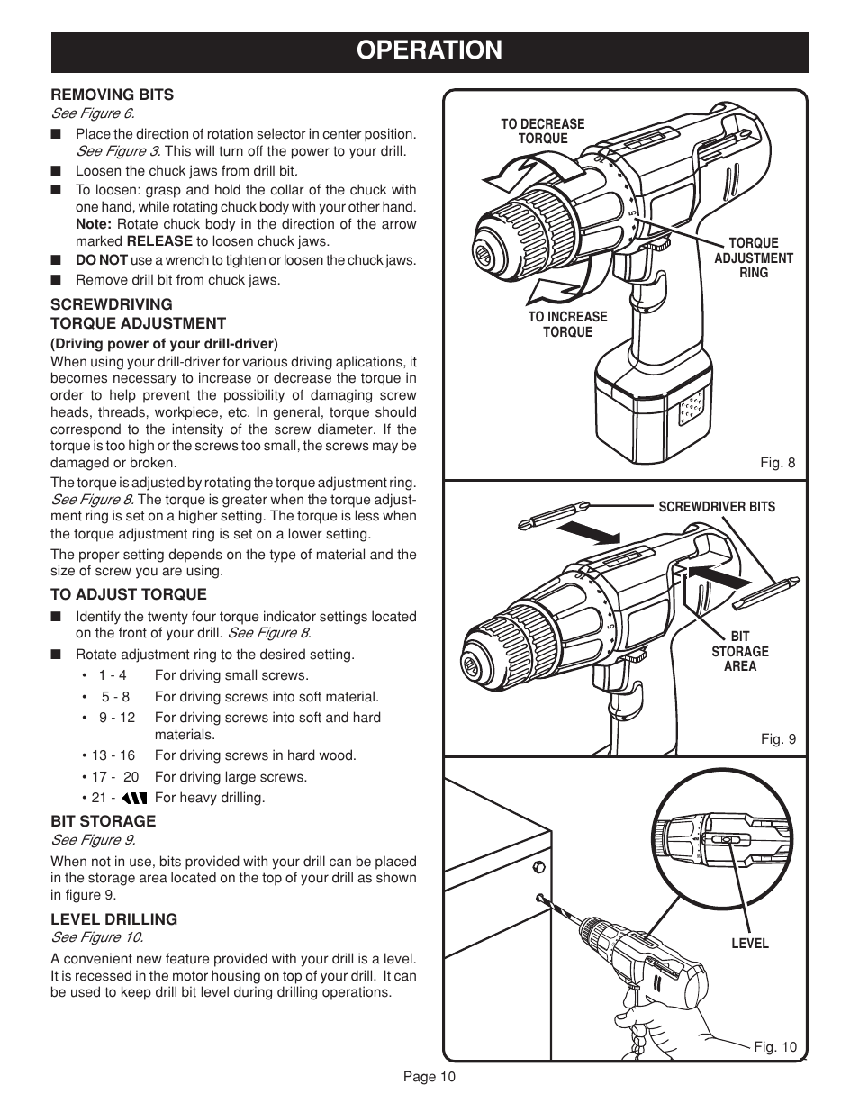 Operation | Ryobi HP1202M User Manual | Page 10 / 14