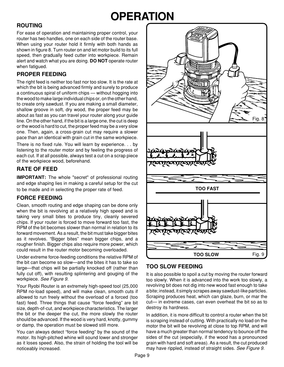 Operation | Ryobi R160 User Manual | Page 9 / 17
