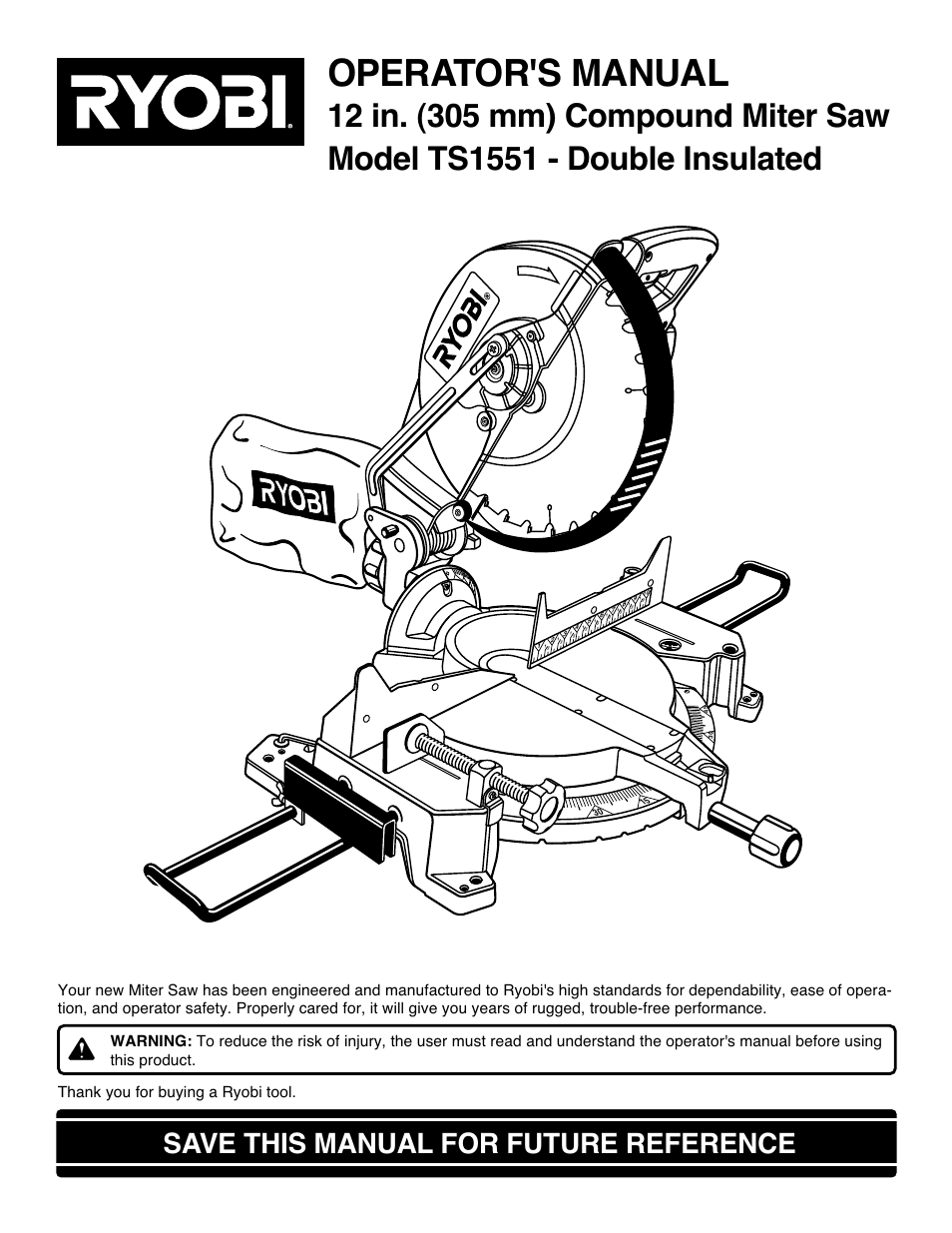 Ryobi TS1551 User Manual | 30 pages