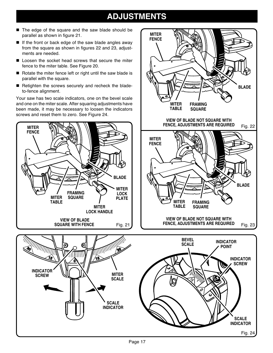 Adjustments | Ryobi TS1551 User Manual | Page 17 / 30