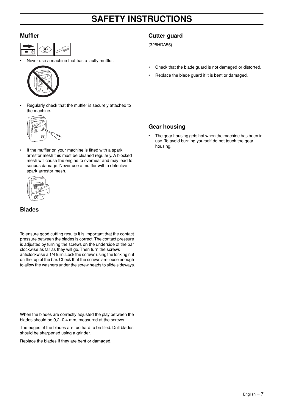 Safety instructions | Ryobi 325HE3X-series User Manual | Page 7 / 23