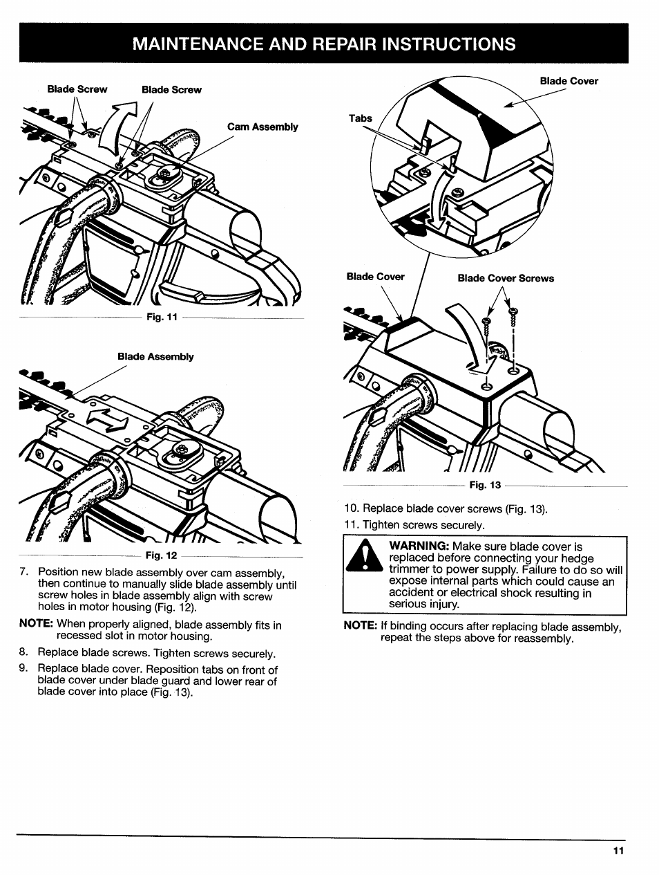 Maintenance and repair instructions | Ryobi HT920Dr User Manual | Page 11 / 14